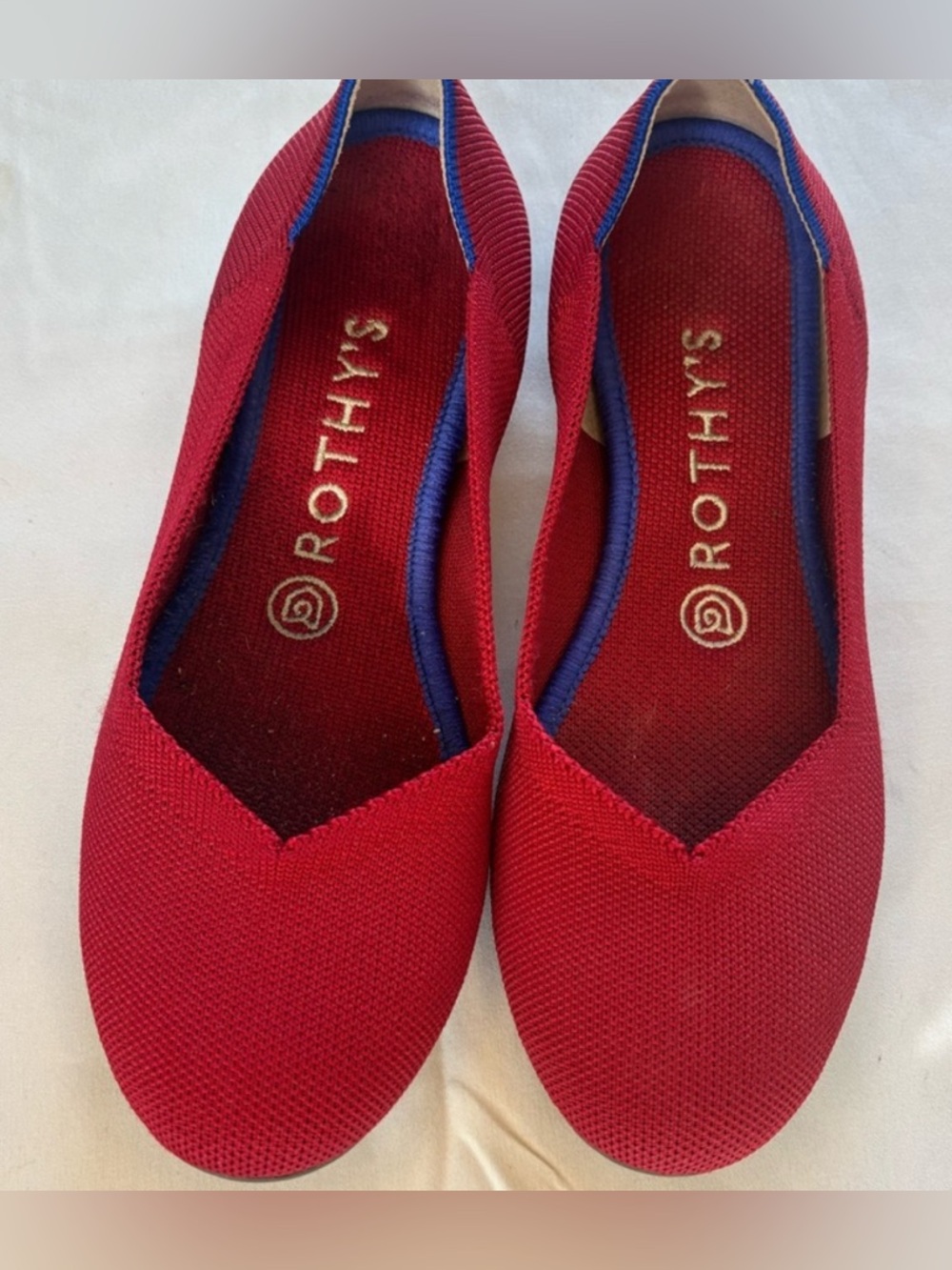 Rothy's Red Pointed Knit Ballet Flats